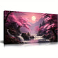Pink Moon Lake Mountain Wall Art canvas office home room framed 120x60cm