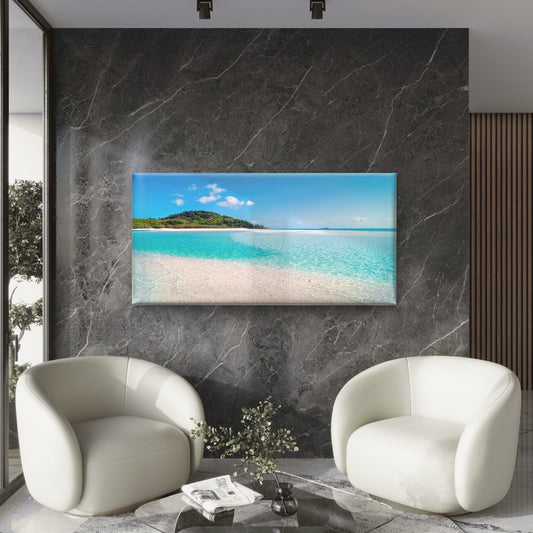 Tropical Paradise Beach Wall Art Canvas Office Home Room Framed 80x45cm