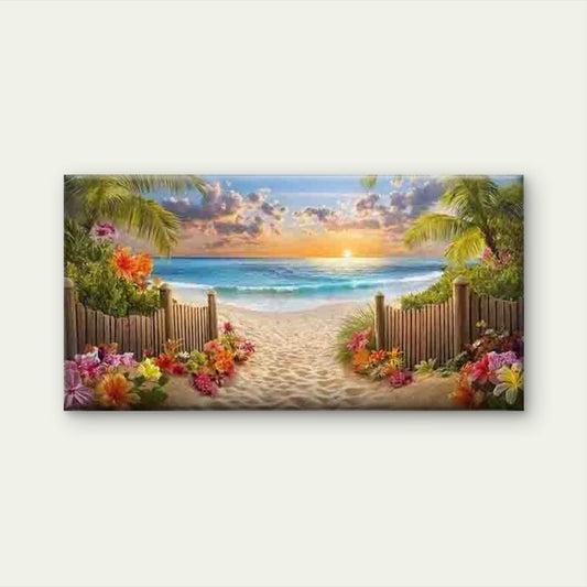 Beach Pathway to Paradise Wall Art Canvas Office Home Room Framed 80x45cm