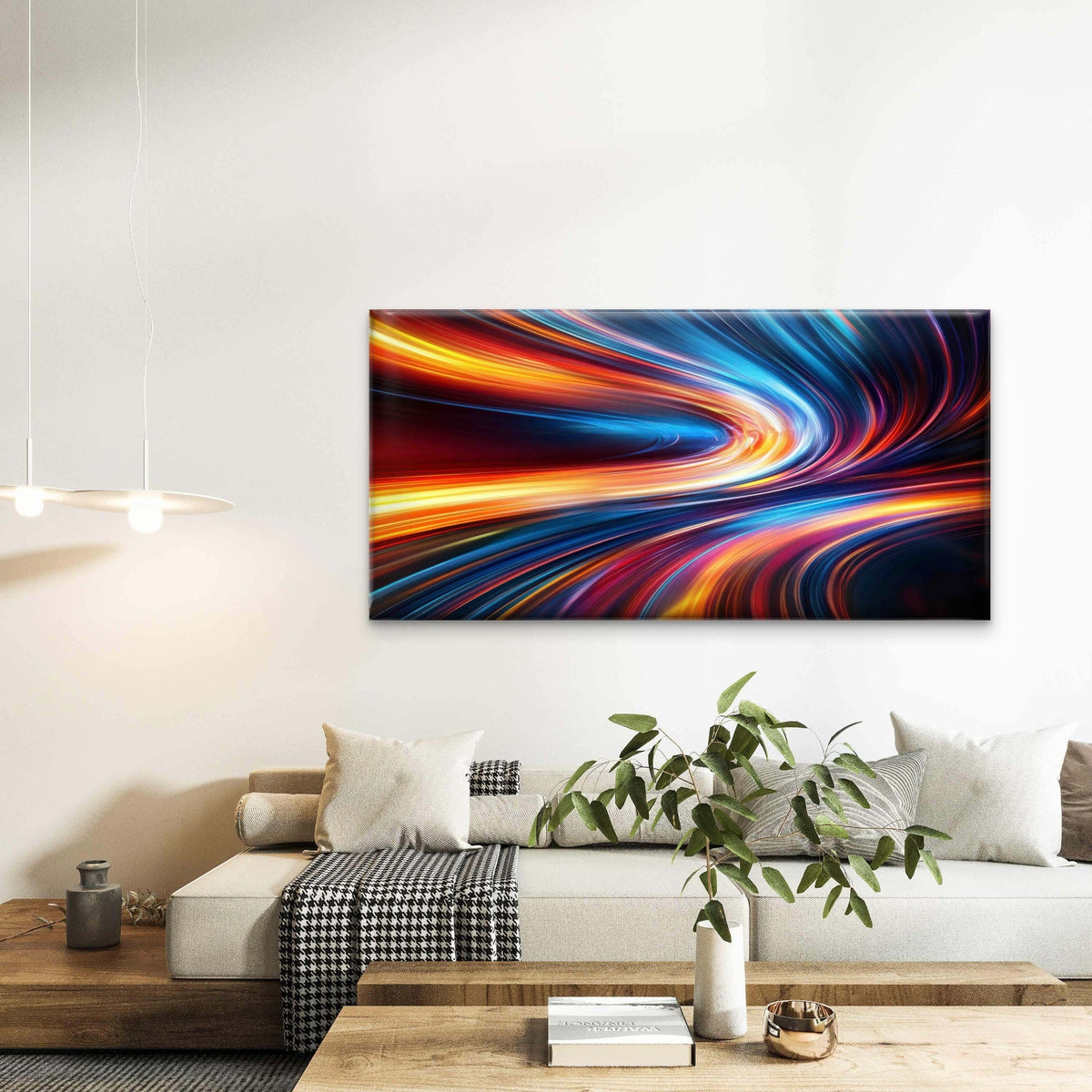 Spectrum Flashes Coloured Light Wall Art Canvas Office Home Room Framed 120x60cm