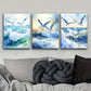 3pcs Seagulls fly over the waves Metal Print Ready to Hang Art