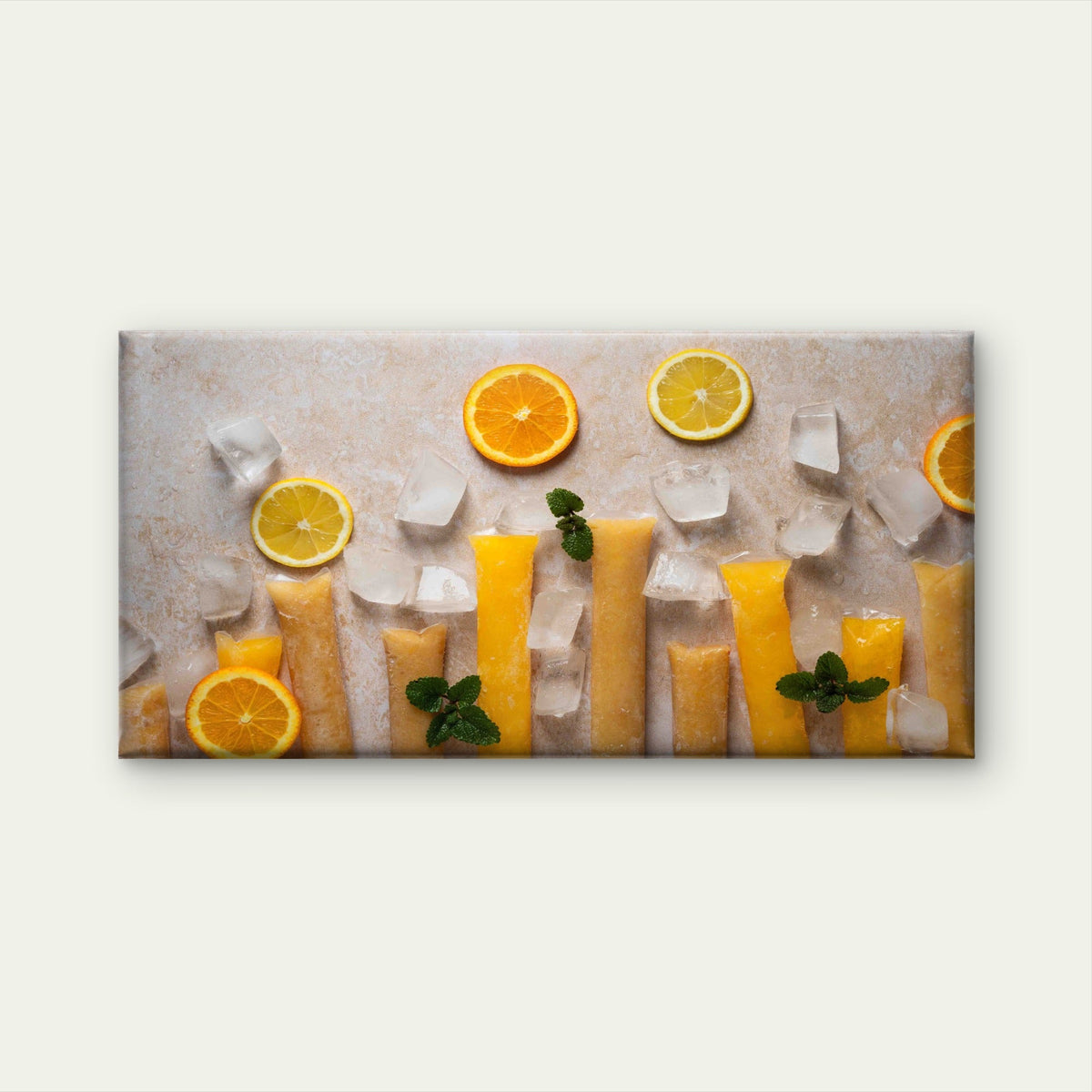 Refreshing Orange Ice Pops Wall Art Canvas Office Home Room Framed 80x45cm