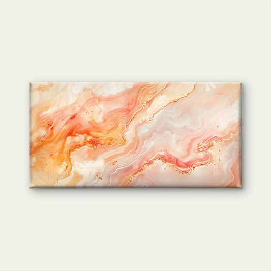 Peach Marble Fluid Abstract Wall Art Canvas Office Home Room Framed 80x45cm