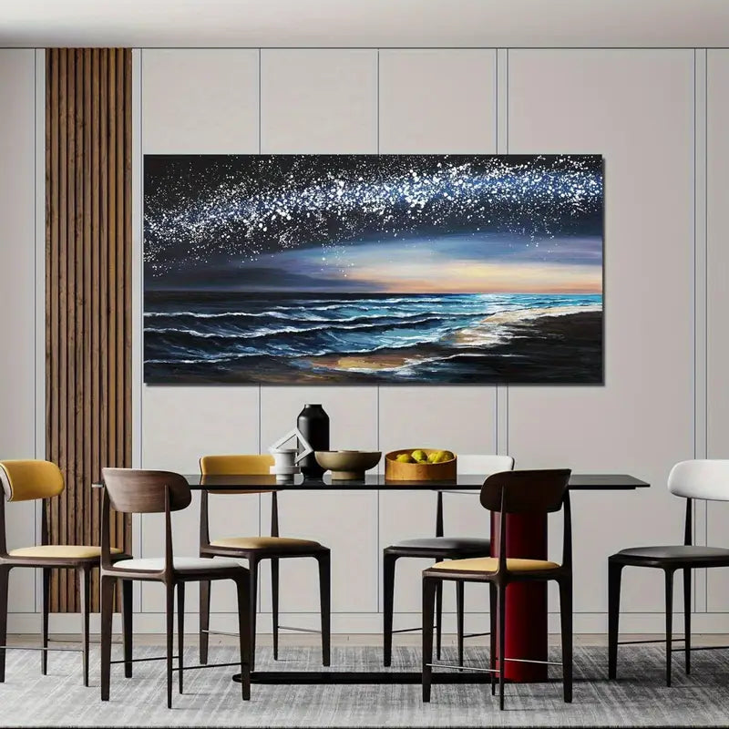 Coastal Beach Blue Sky Wall Art canvas office home room framed 120x60cm