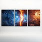 3pcs Magnificent Red And Blue Confrontation Metal Print Ready to Hang Art