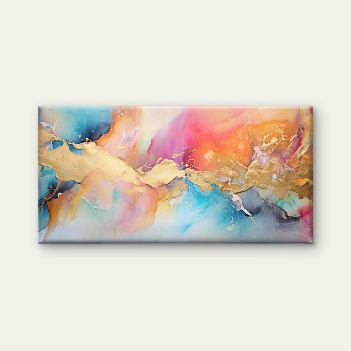 Golden Radiance Over Pastel Wall Art Canvas Office Home Room Framed 120x60cm