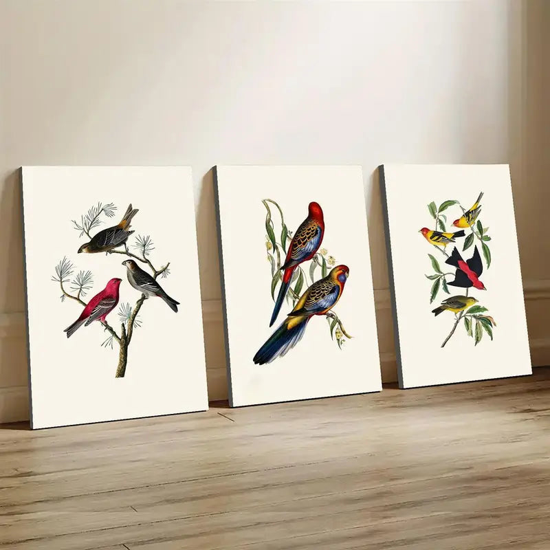 3pcs Watercolor Style Bird & Tropical Animal Design Metal Print Ready to Hang Art
