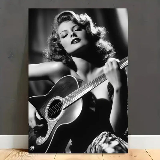 Vintage Guitar Player Classic Musician Wall Art Print 100% Australian Made 40x60cm Stretched Canvas Ready to Hang