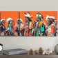 3pcs Indian Colored Crown Design Metal Print Ready to Hang Art