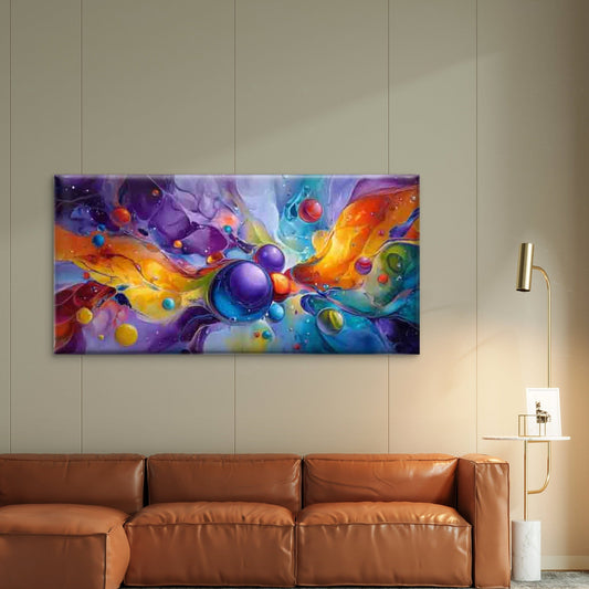 Vibrant Vintage Abstract Colors Wall Art Canvas Office Home Room Framed 80x45cm