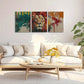 3pcs Vibrant African Lion Colorful Abstract Metal Print Ready to Hang Art