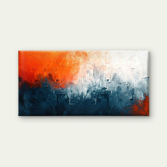 Abstract Orange Navy Blue White Wall Art Canvas Office Home Room Framed 80x45cm