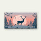 Stag Under Winter Moon Wall Art Canvas Office Home Room Framed 120x60cm