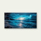 Moonlight Serenade Ocean Beach Wall Art Canvas Office Home Room Framed 80x45cm