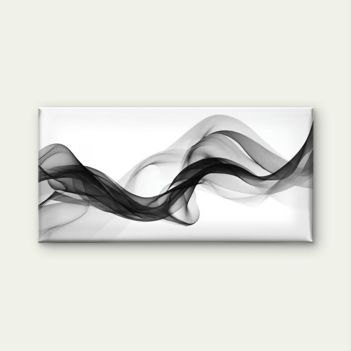 Black & White Waves Design Wall Art Canvas Office Home Room Framed 120x60cm
