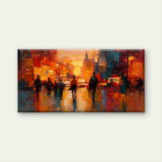Modern Abstract Cityscape Wall Art Canvas Office Home Room Framed 120x60cm