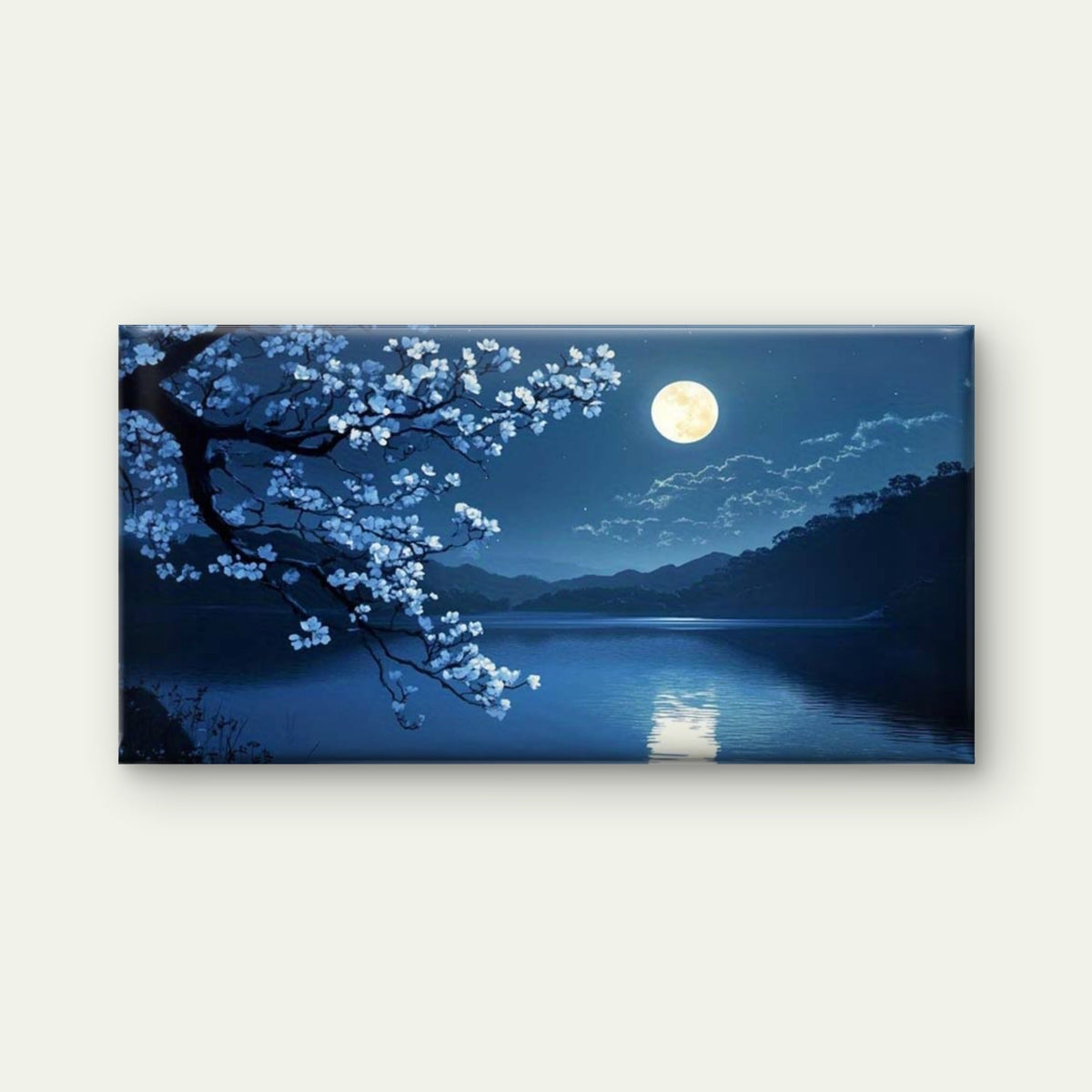 Cherry Blossom Night Sky Wall Art Canvas Office Home Room Framed 120x60cm
