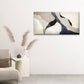 Abstract Minimalist Navy Beige Wall Art Canvas Office Home Room Framed 120x60cm