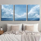 3pcs Tranquil Blue Ocean & Sky with Clouds Beach Metal Print Ready to Hang Art
