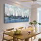 Sea Sailboat Abstract Ocean Nautical White Seascape Wall Art canvas office home room framed 80x45cm