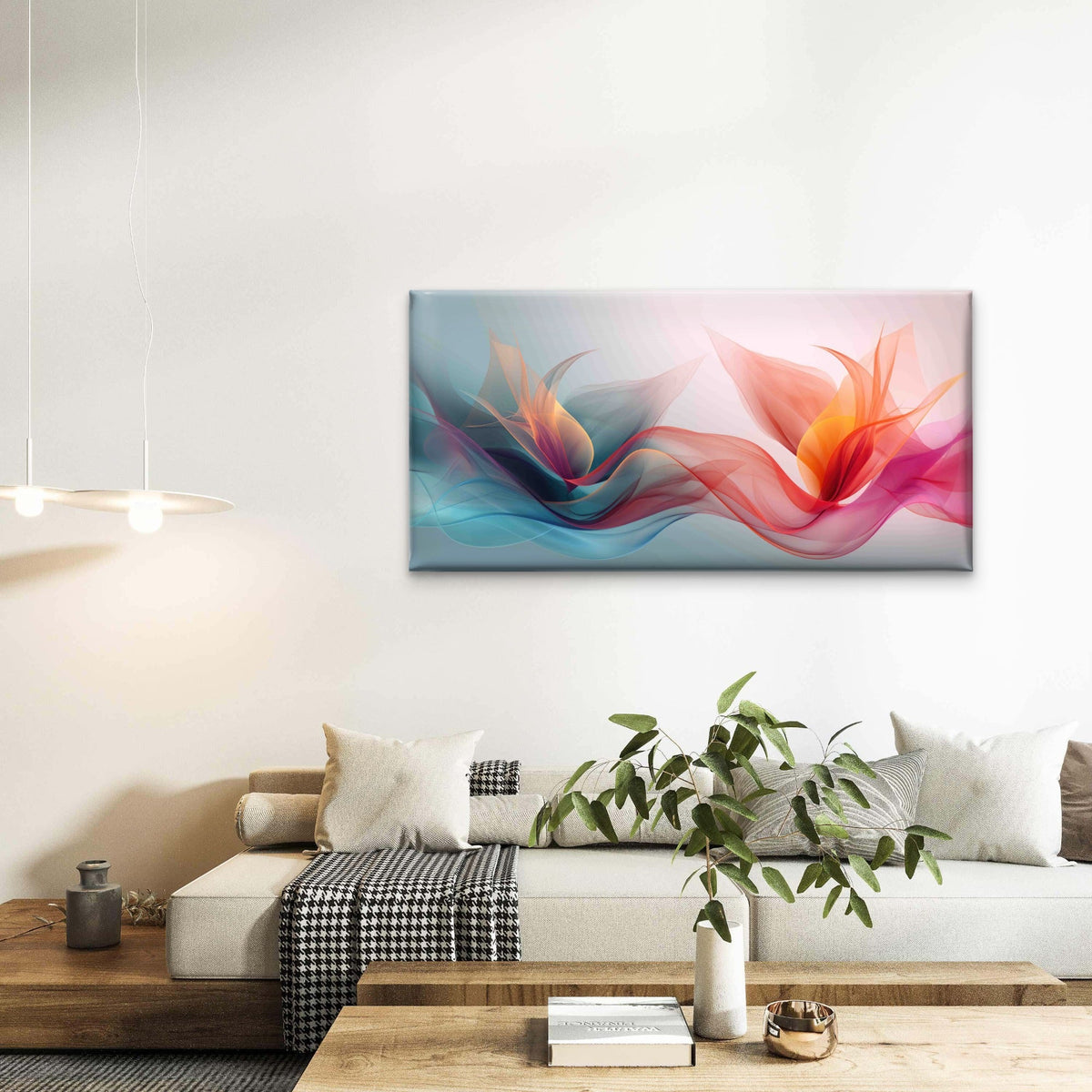 Abstract Flowing Ribbon Design Wall Art Canvas Office Home Room Framed 80x45cm