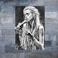 Singing Girl Black & White Print 100% Australian Made 40x60cm Stretched Canvas Ready to Hang