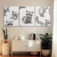 3pcs Charming Digital Illustration of Adorable Raccoons Metal Print Ready to Hang Art