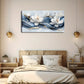 White Flowers Golden Accents Blue Wall Art Canvas Office Home Room Framed 120x60cm