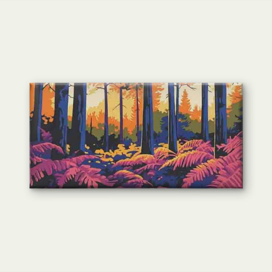 Forest Scene Towering Trees Wall Art Canvas Office Home Room Framed 80x45cm