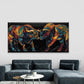 Two Bulls Confrontation Wall Art Canvas Office Home Room Framed 120x60cm
