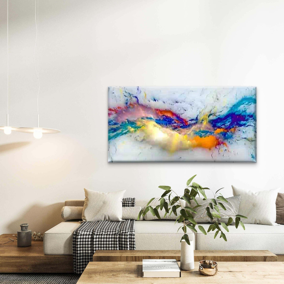 Abstract Water Flow Wall Art Canvas Office Home Room Framed 120x60cm
