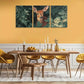 3pcs Forest Deer Green Foliage & Butterflies Design Metal Print Ready to Hang Art