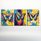 3pcs Watercolor Brightly Colored Butterfly Abstract Metal Print Ready to Hang Art