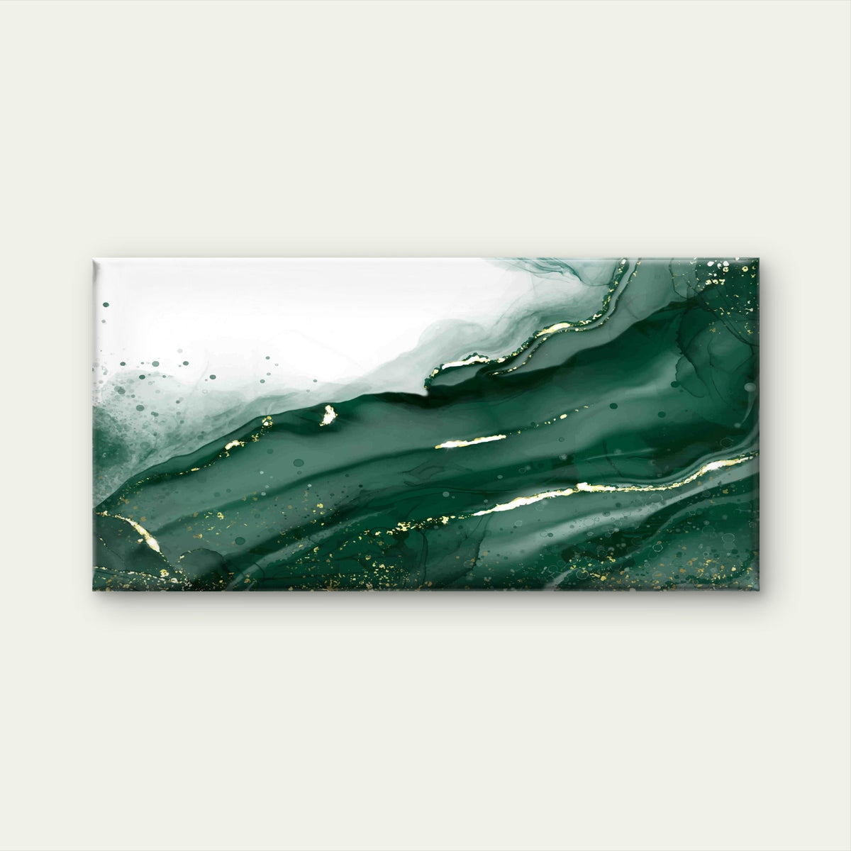 Abstract Green Gold Waves Wall Art Canvas Office Home Room Framed 120x60cm