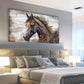 Brown Horse Rustic Animal Wall Art canvas office home room framed 120x60cm
