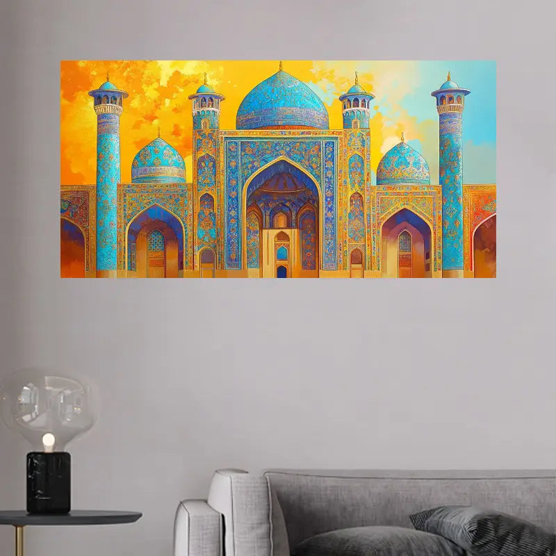 Taj Mahal Sunset Retro Architecture Wall Art wall canvas office home room framed 120x60cm