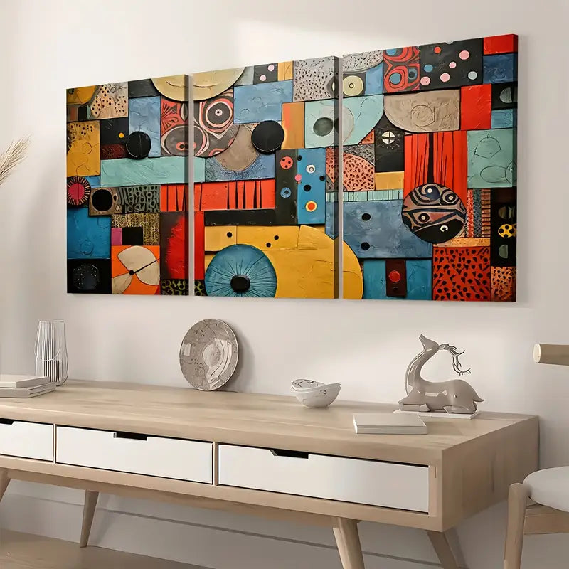 3pcs Retro Style Fashion Abstract Graphic Art Vintage Wall Art Set Canvas Framed 40x60cm - High Quality Print 100% Australian Made Wall Canvas Ready to Hang