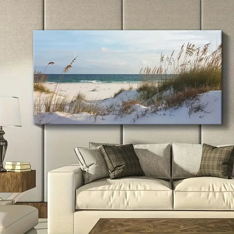 Beach Scene wall canvas office home room framed 120x60cm