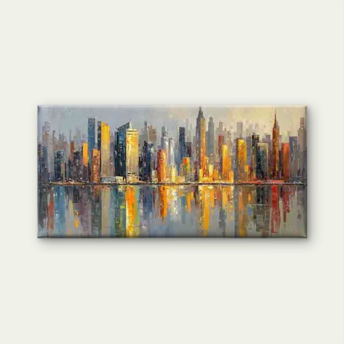 Urban Skyline, Golden Sunset Wall Art Canvas Office Home Room Framed 120x60cm