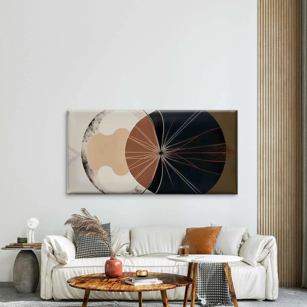 Abstract Geometric Radial Wall Art Canvas Office Home Room Framed 120x60cm