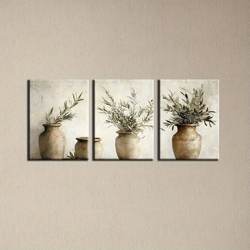 3pcs Watercolor Abstract Elegant Plants Metal Print Ready to Hang Art