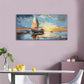 Abstract Grey & Blue Seascape Sailboat Ocean Wall Art canvas office home room framed 120x60cm