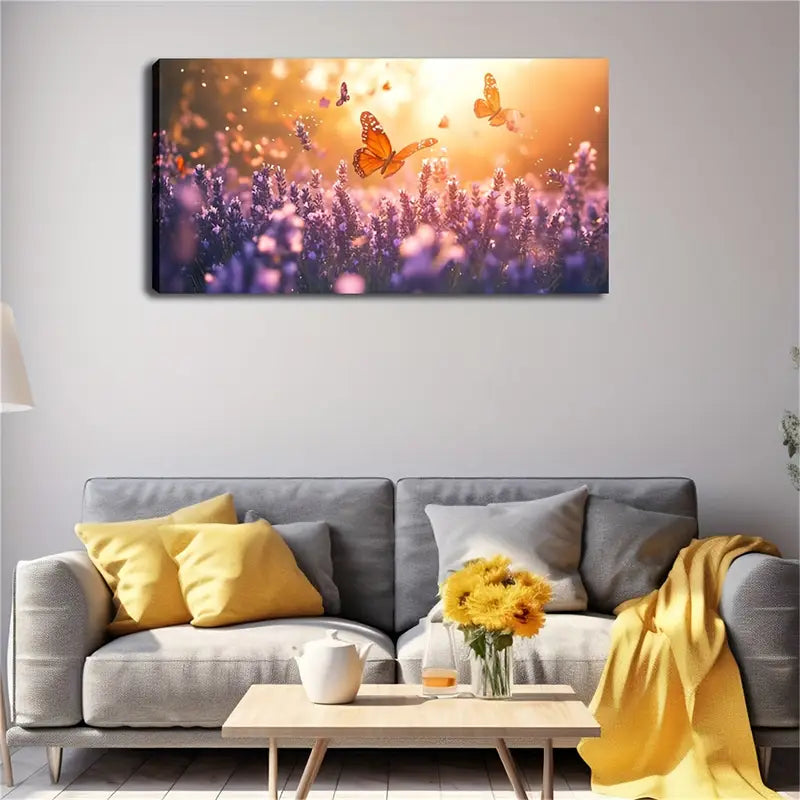 Blooming Lavender Fields Wall Art Canvas Office Home Room Framed 120x60cm