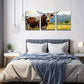 3pcs Classic Glam Cow in Field Painting Metal Print Ready to Hang Art