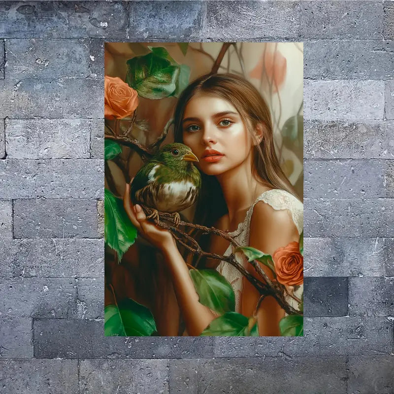 Bird With Girl Forest Canvas Wall Art Print 100% Australian Made 40x60cm Stretched Canvas Ready to Hang