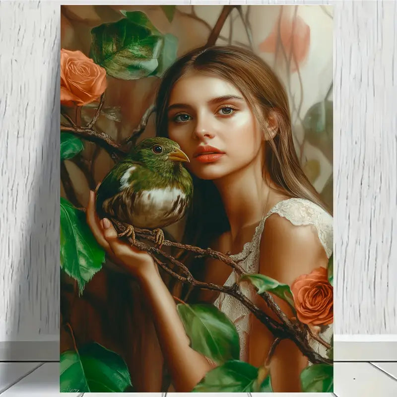 Bird With Girl Forest Canvas Wall Art Print 100% Australian Made 40x60cm Stretched Canvas Ready to Hang