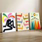 3pcs Man with a Flower in His Head, Abstract Fashion Metal Print Ready to Hang Art