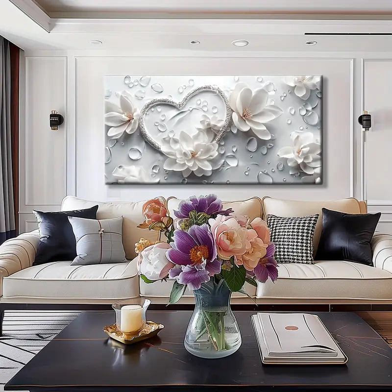Modern Floral Love Canvas Art wall canvas office home room framed 120x60cm