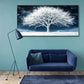 Navy Blue & Snow White Winter Scene Wall Art canvas office home room framed 120x60cm
