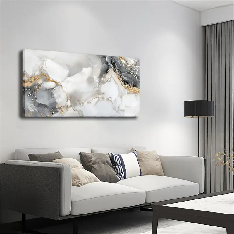 Abstract Marble Golden Abstract Wall Art Canvas Office Home Room Framed 120x60cm